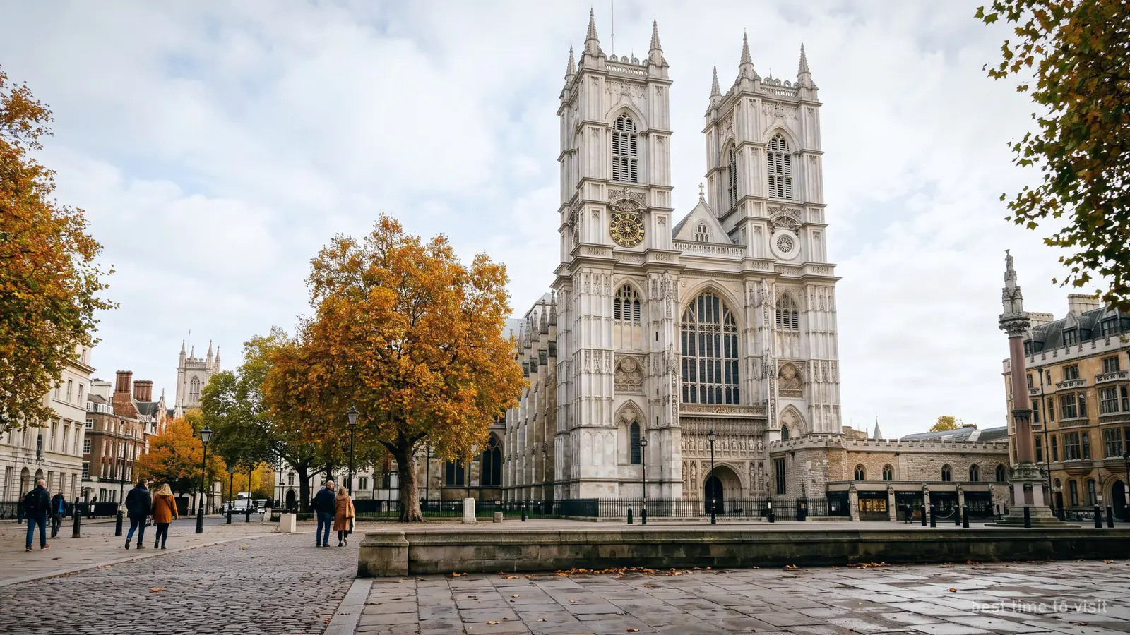 Illustration of Westminster Abbey on a quiet autumn morning